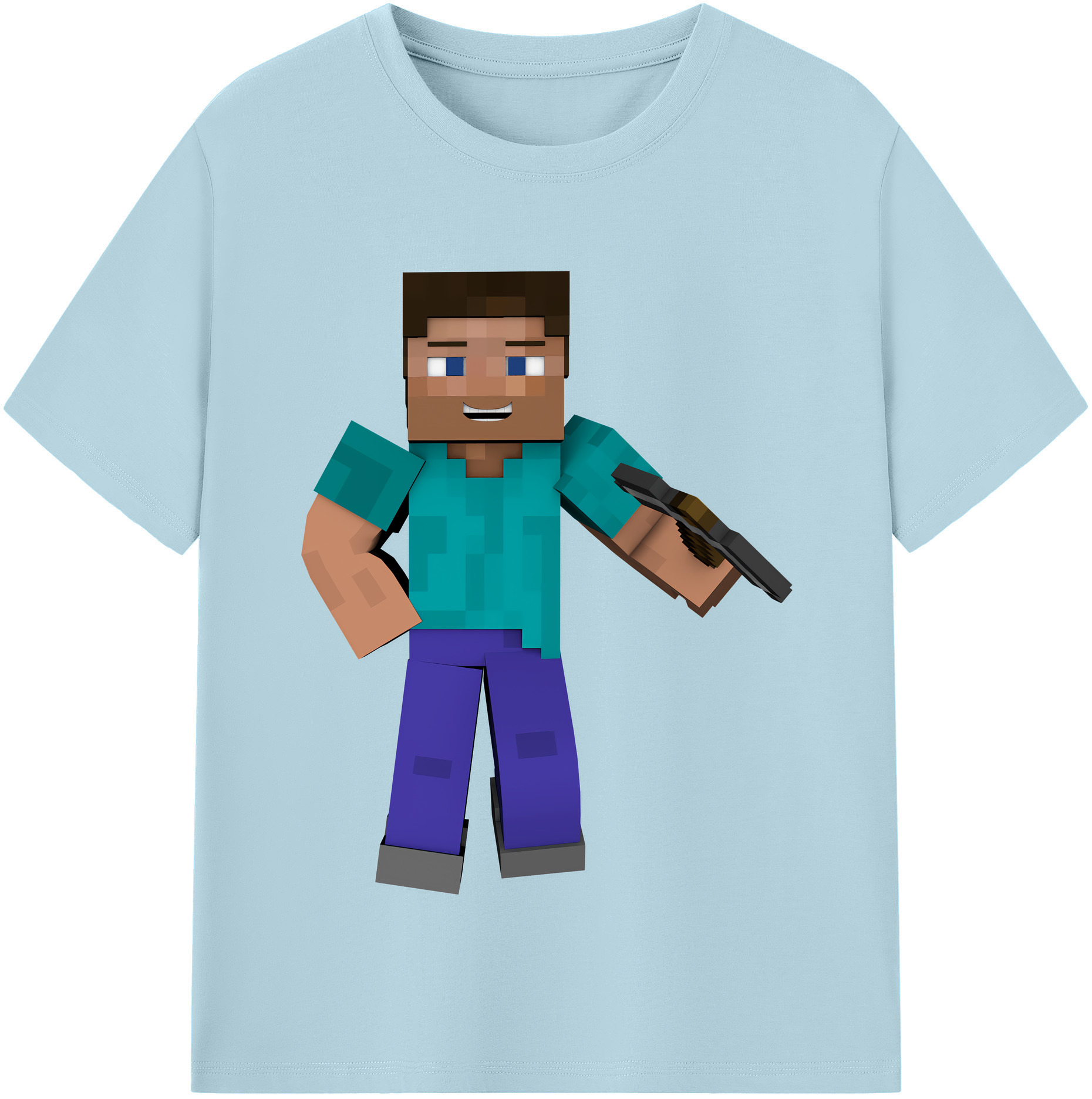 （画像用） マインクラフト ブロックの世界 Minecraft MC Block world 綿100％半袖Tシャツ（フロントプリント）